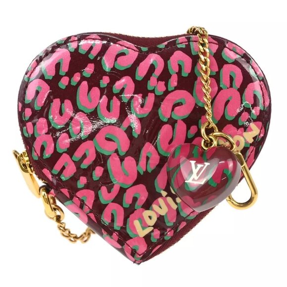 Louis Vuitton Vernis Leopard Pink Porte Monnaie Coeur Coin M91474 TS4160 115250 - Picture 1 of 7